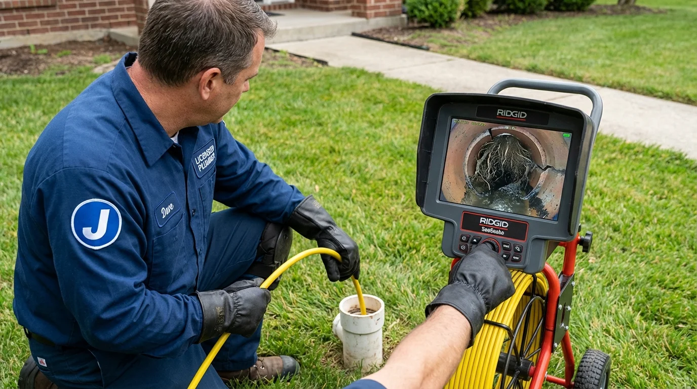 Sewer camera inspection being performed by Johns Plumbing LLC in East Rockaway